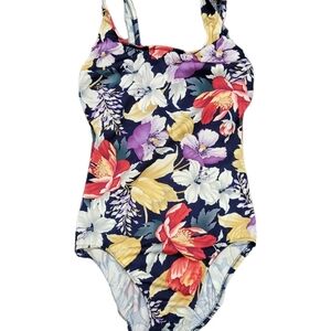 Vintage Land’s End Union Made Floral One Piece Swimsuit Size 8